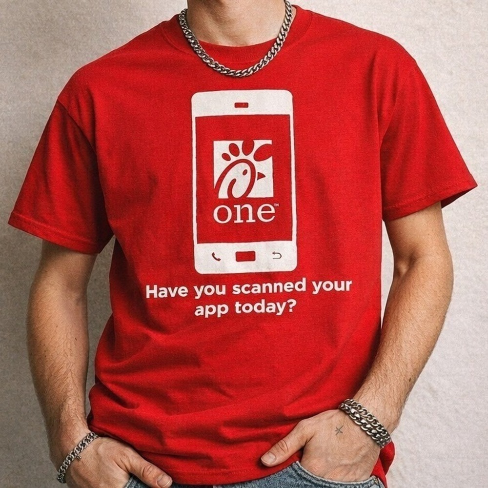 Chick-Fil-A One App Promo Tshirt M Red‎ Graphic Crew Neck Streetwear Merch